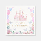 ピンクプリンセスキャッスルガールバースデーパーティー スタンダードカクテルナプキン (正面)