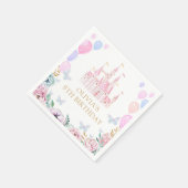 ピンクプリンセスキャッスルガールバースデーパーティー スタンダードカクテルナプキン (角)