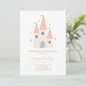 ピンクプリンセスキャッスルガールバースデーパーティー 招待状 (スタンド正面)