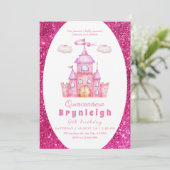 ピンクプリンセスキャッスルガールバースデーパーティー 招待状 (スタンド正面)
