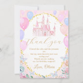 ピンクプリンセスキャッスルガール誕生日サンキューカード サンキューカード (正面)