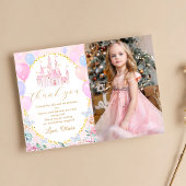 ピンクプリンセスキャッスルガール誕生日写真 サンキューカード