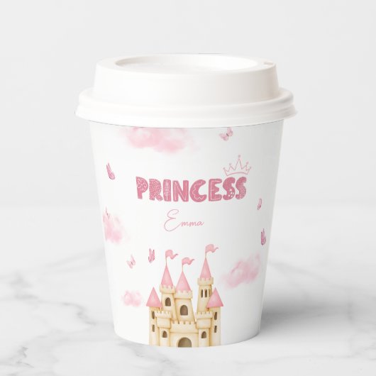 ピンクプリンセスキャッスルバタフライエンチャントパーティー 紙コップ (正面)