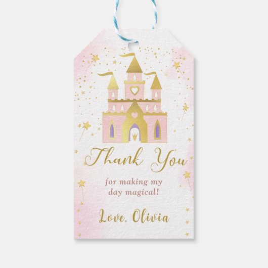ピンクプリンセスキャッスルバースデーパーティー ギフトタグ (裏面)