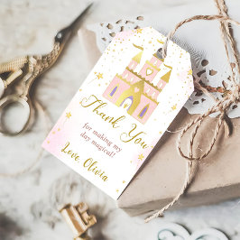 ピンクプリンセスキャッスルバースデーパーティー ギフトタグ