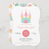 ピンクプリンセスキャッスルバースデーパーティー 招待状 (正面/裏面)