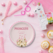 ピンクプリンセスキャッスルフローラエンチャント誕生日 ペーパープレート (パーティー)
