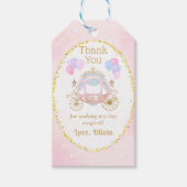 ピンクプリンセスキャリッジガールバースデーパーティー ギフトタグ (正面)