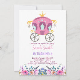ピンクプリンセスキャリッジ誕生日招待状 招待状