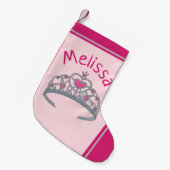 ピンクプリンセスクイーンティアラドレスアップクラウン スモールクリスマスストッキング (正面 (吊り時))