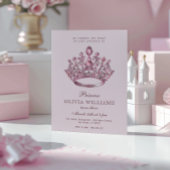 ピンクプリンセスクラウンエレガントバースデーパーティー 招待状