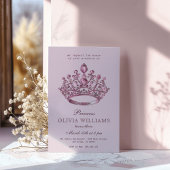 ピンクプリンセスクラウンエレガントバースデーパーティー 招待状