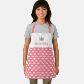 ピンクプリンセスクラウンパターン&名前 エプロン (インサイチュ)