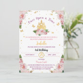 ピンクプリンセスクラウンフェアヤテール誕生日招待状 招待状 (スタンド正面)