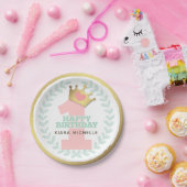 ピンクプリンセスクラウンベビーガールファースト誕生日パーティー ペーパープレート (パーティー)
