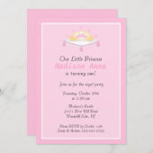 ピンクプリンセスクラウン誕生日パーティーの招待 招待状 (正面/裏面)