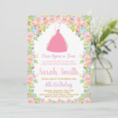 ピンクプリンセスグリッタープリンセス誕生日招待状 招待状 (スタンド正面)