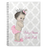 ピンクプリンセスグレーダマスクベビーシャワーゲストブック ノートブック (正面)