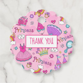 ピンクプリンセスサンキューメッセージカード フェイバータグ