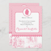 ピンクプリンセスシルエットトイルパーティの招待状 招待状 (正面/裏面)