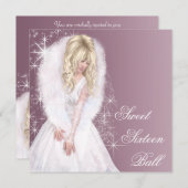 ピンクプリンセススウィート16バースデーパーティー 招待状 (正面/裏面)