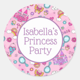 ピンクプリンセスステッカー(光沢仕上げ・小・1½インチ) ラウンドシール