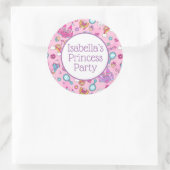 ピンクプリンセスステッカー(光沢仕上げ・小・1½インチ) ラウンドシール (バッグ)