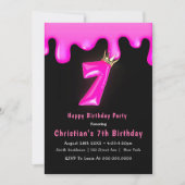 ピンクプリンセススライム7誕生日招待状 (正面)