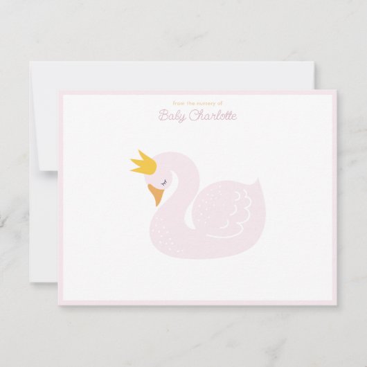 ピンクプリンセススワンヌーリーカード 招待状 (正面)