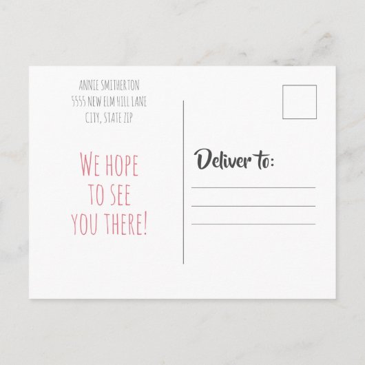 ピンクプリンセスゾウのバルーンドット2nd誕生日 インビテーションポストカード (裏面)