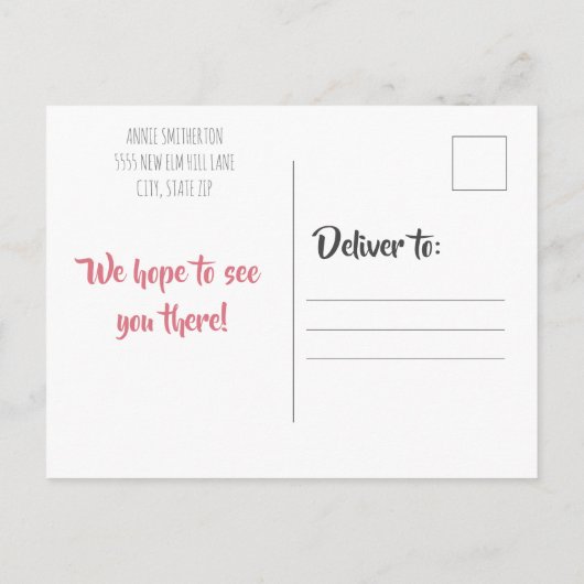 ピンクプリンセスゾウ熱気球 インビテーションポストカード (裏面)