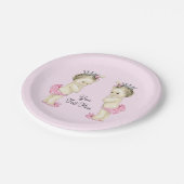 ピンクプリンセスツインベビーガール ペーパープレート (アングル)