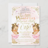 ピンクプリンセスツツ&クラウンツインガールズ誕生日 招待状 (正面)