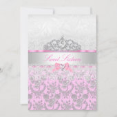 ピンクプリンセスティアラ&レーススウィート16招待状 招待状 (正面)