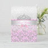 ピンクプリンセスティアラ&レーススウィート16招待状 招待状 (スタンド正面)