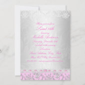 ピンクプリンセスティアラ&レーススウィート16招待状 招待状 (裏面)