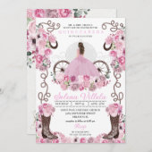 ピンクプリンセスドレス&ブーツキンセアニラ 招待状 (正面/裏面)