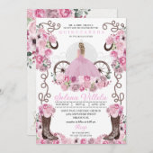 ピンクプリンセスドレス&ブーツキンセアニラ 招待状 (正面/裏面)