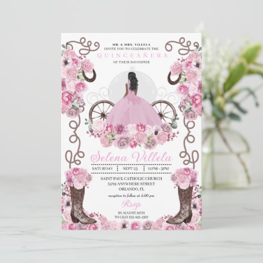 ピンクプリンセスドレス&ブーツキンセアニラ 招待状 (スタンド正面)