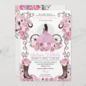 ピンクプリンセスドレス&ブーツキンセアニラ 招待状 (正面/裏面)