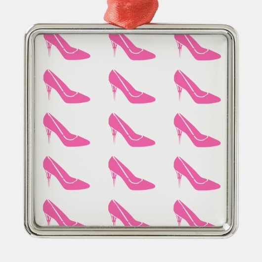 ピンクプリンセスハイヒールシューズクリスマスオーナメント メタルオーナメント (正面)