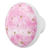 ピンクプリンセスハートスターズクラウンズグリッタースパークル セラミックノブ (右)