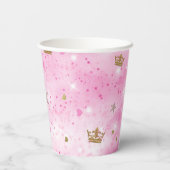 ピンクプリンセスハート&クラウンティアラ誕生日パーティー 紙コップ (裏面)