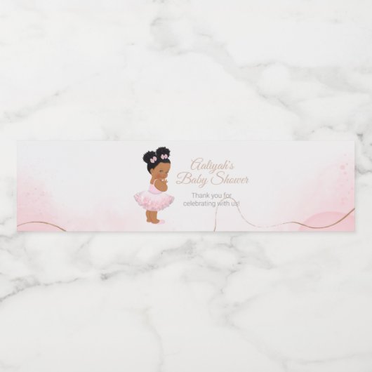 ピンクプリンセスバレリーナ赤ちゃんシャワー ペットボトルラベル (シングルラベル)
