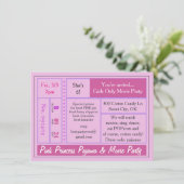 ピンクプリンセスパジャマ&ムービーパーティー招待状 招待状 (スタンド正面)