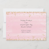 ピンクプリンセスパーティーおよび金ゴールド誕生日招待状 招待状 (裏面)