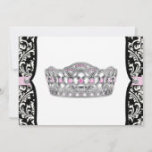 ピンクプリンセスピンクブラックダマスクベビーシャワー 招待状 (裏面)