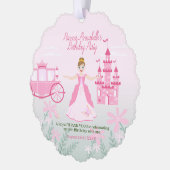 ピンクプリンセスファンタジー誕生日パーティー オーナメントカード (左)