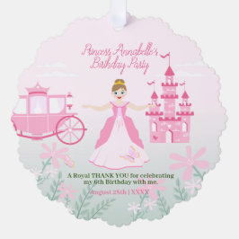 ピンクプリンセスファンタジー誕生日パーティー オーナメントカード