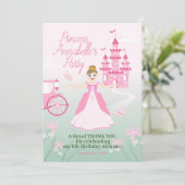 ピンクプリンセスファンタジー誕生日パーティー サンキューカード (スタンド正面)